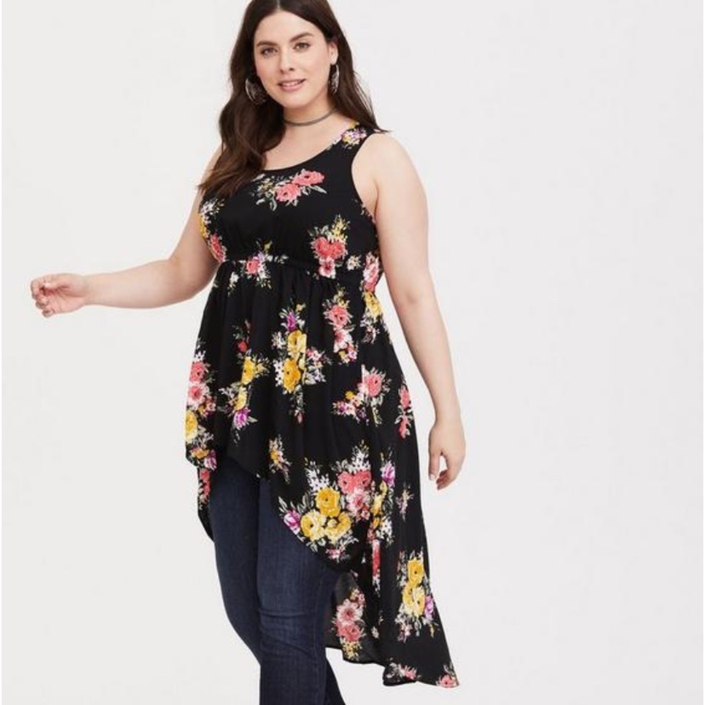 NWT TORRID floral babydoll tank shirt size 3